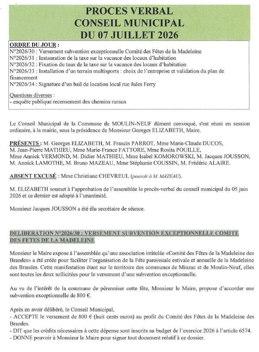 Lire la suite à propos de l’article PV Conseil du 07-07-2026