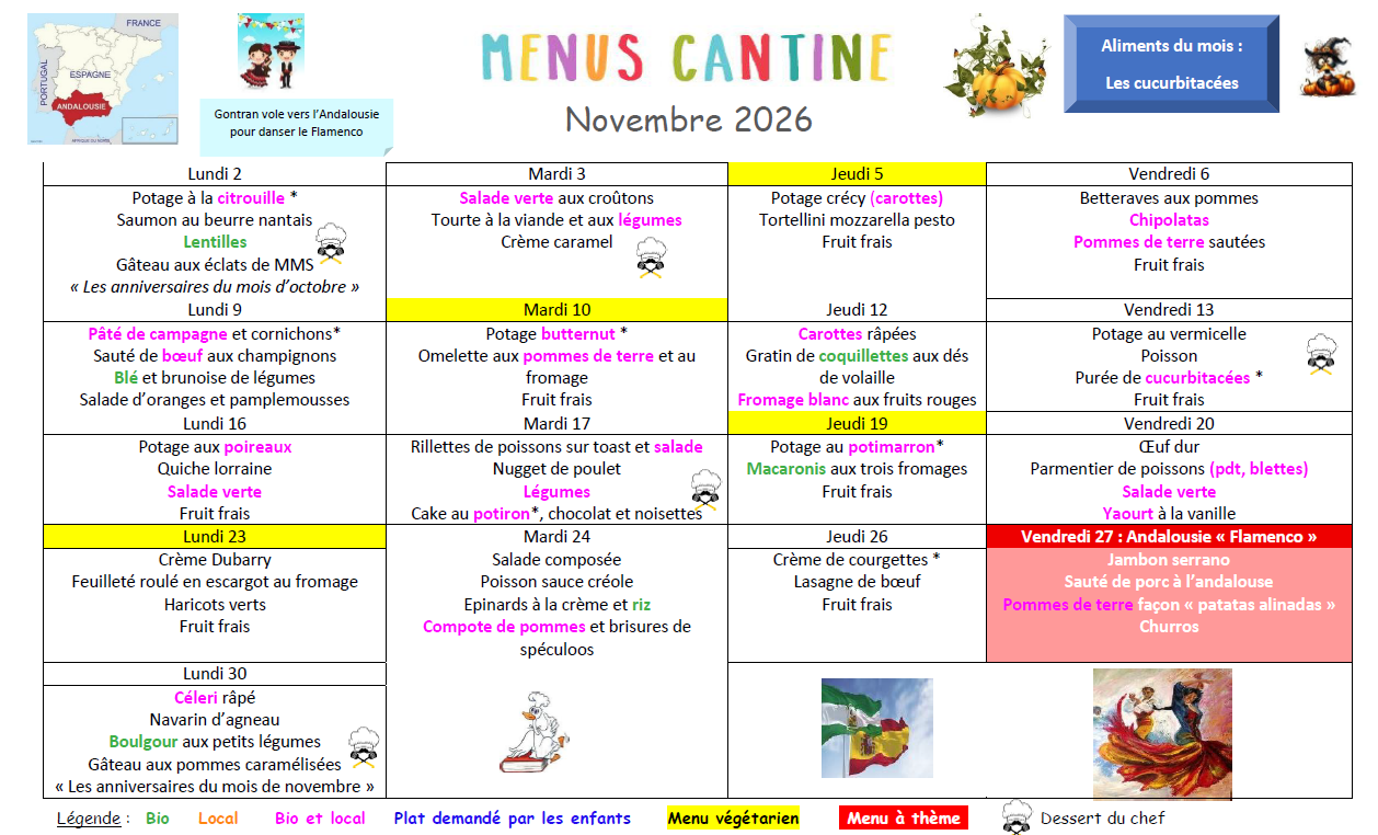 Lire la suite à propos de l’article Menu novembre 2026